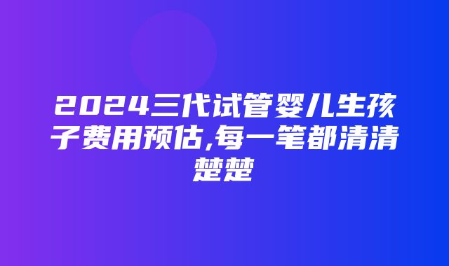 2024三代试管婴儿生孩子费用预估,每一笔都清清楚楚