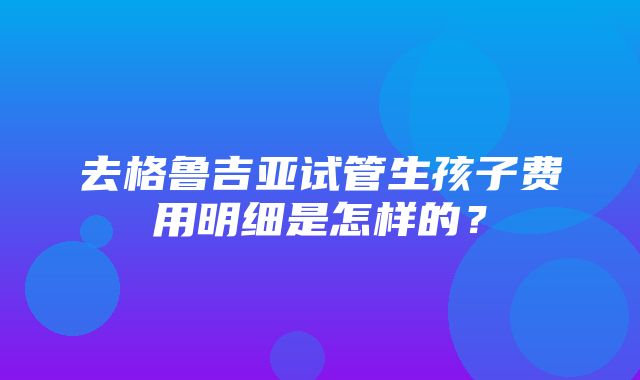 去格鲁吉亚试管生孩子费用明细是怎样的？