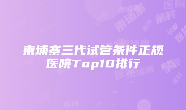 柬埔寨三代试管条件正规医院Top10排行