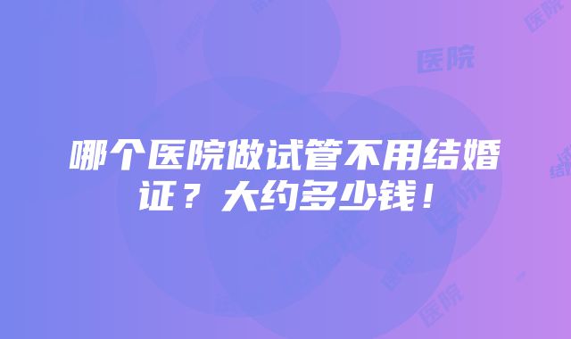 哪个医院做试管不用结婚证？大约多少钱！