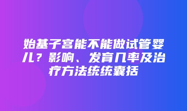 始基子宫能不能做试管婴儿？影响、发育几率及治疗方法统统囊括