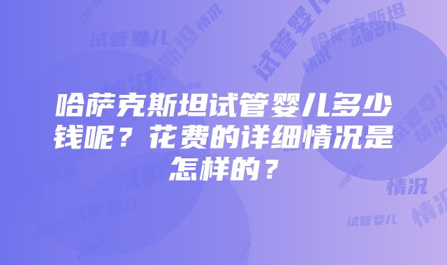 哈萨克斯坦试管婴儿多少钱呢？花费的详细情况是怎样的？