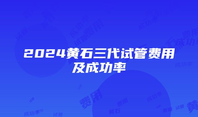 2024黄石三代试管费用及成功率