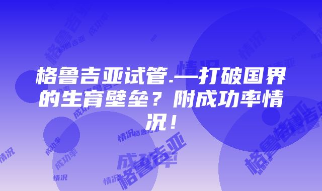 格鲁吉亚试管.—打破国界的生育壁垒？附成功率情况！