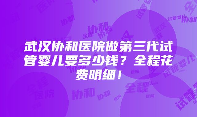 武汉协和医院做第三代试管婴儿要多少钱？全程花费明细！