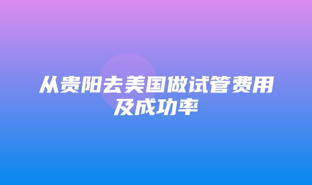 从贵阳去美国做试管费用及成功率