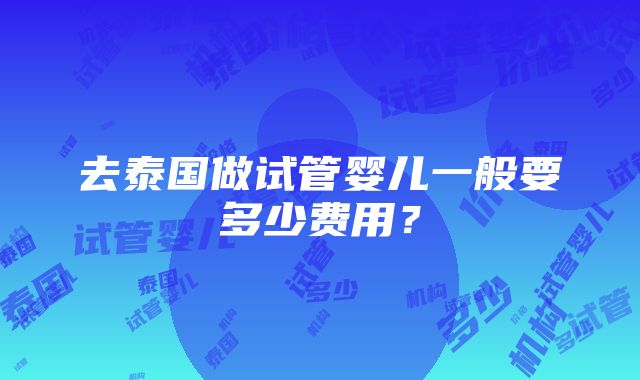 去泰国做试管婴儿一般要多少费用？