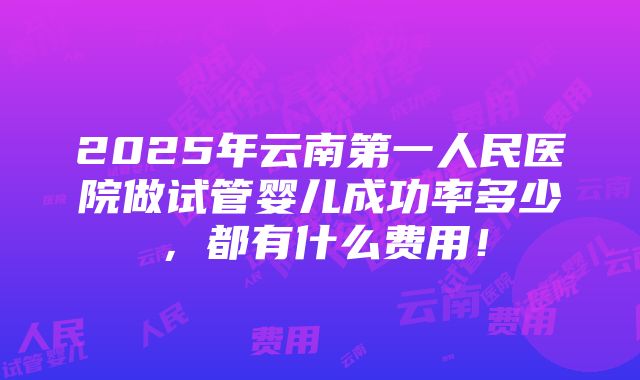 2025年云南第一人民医院做试管婴儿成功率多少，都有什么费用！