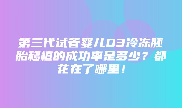 第三代试管婴儿D3冷冻胚胎移植的成功率是多少？都花在了哪里！