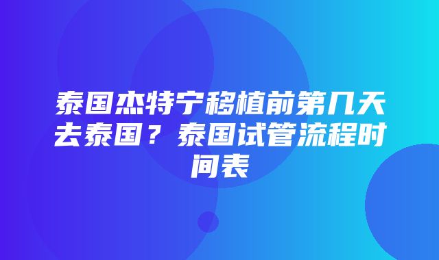 泰国杰特宁移植前第几天去泰国？泰国试管流程时间表