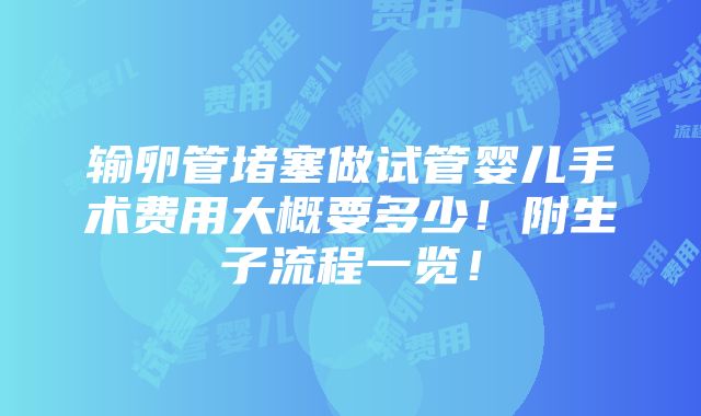 输卵管堵塞做试管婴儿手术费用大概要多少！附生子流程一览！