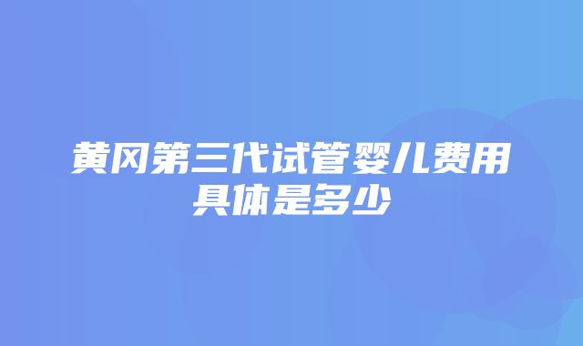 黄冈第三代试管婴儿费用具体是多少