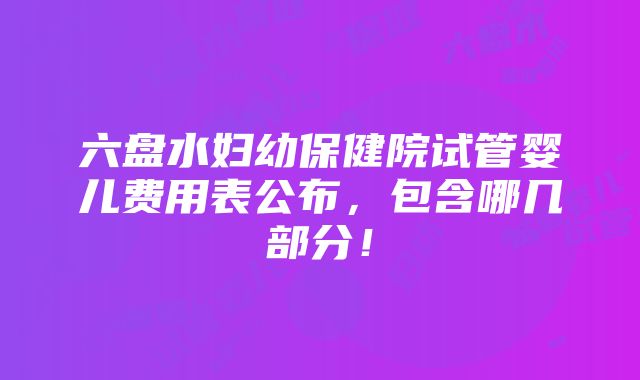 六盘水妇幼保健院试管婴儿费用表公布，包含哪几部分！