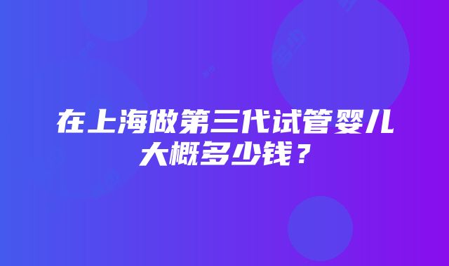 在上海做第三代试管婴儿大概多少钱？