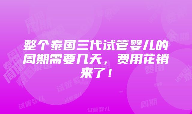 整个泰国三代试管婴儿的周期需要几天，费用花销来了！