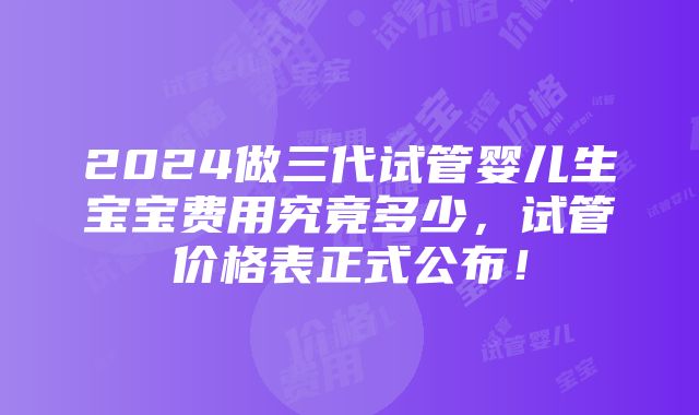 2024做三代试管婴儿生宝宝费用究竟多少，试管价格表正式公布！