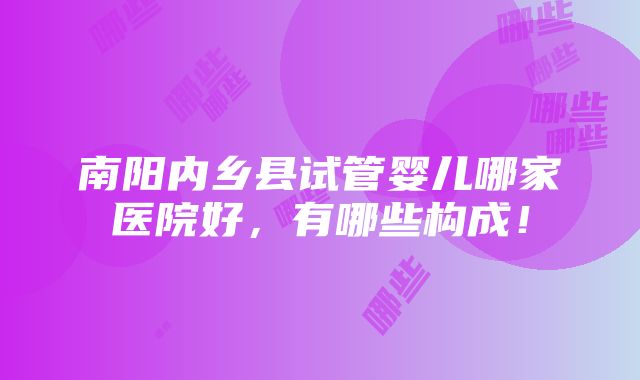 南阳内乡县试管婴儿哪家医院好，有哪些构成！