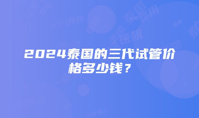 2024泰国的三代试管价格多少钱？