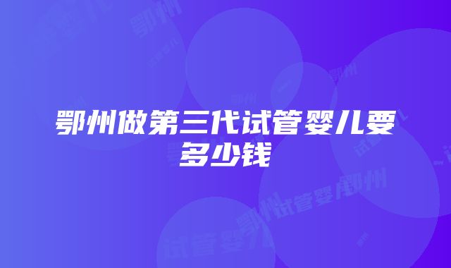 鄂州做第三代试管婴儿要多少钱