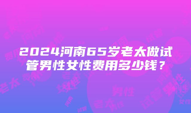 2024河南65岁老太做试管男性女性费用多少钱？