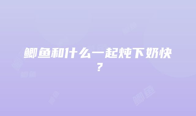 鲫鱼和什么一起炖下奶快？