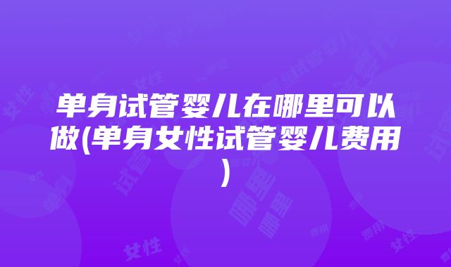 单身试管婴儿在哪里可以做(单身女性试管婴儿费用)