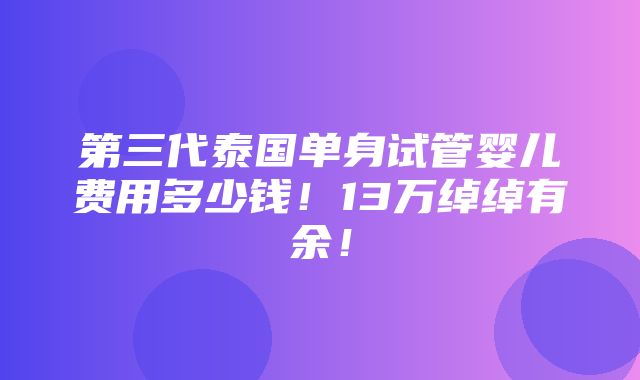 第三代泰国单身试管婴儿费用多少钱！13万绰绰有余！