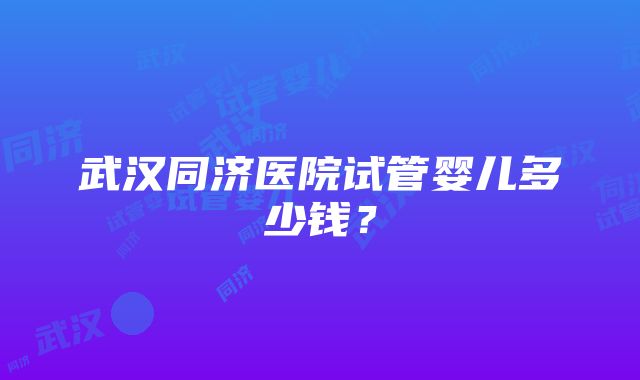 武汉同济医院试管婴儿多少钱？