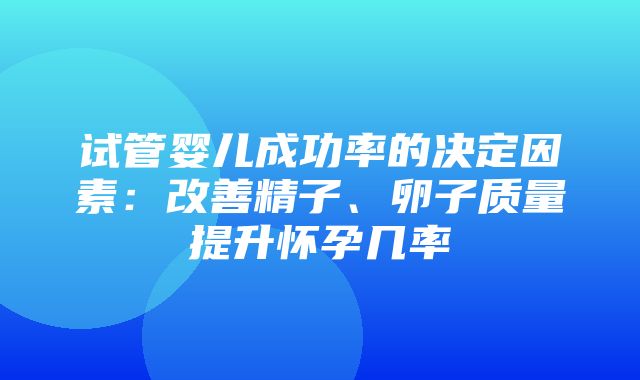 试管婴儿成功率的决定因素：改善精子、卵子质量提升怀孕几率