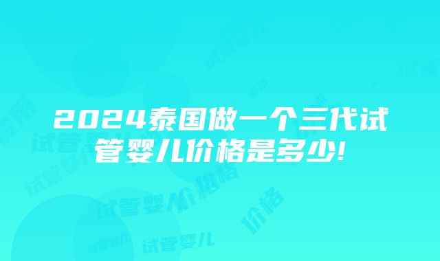 2024泰国做一个三代试管婴儿价格是多少!