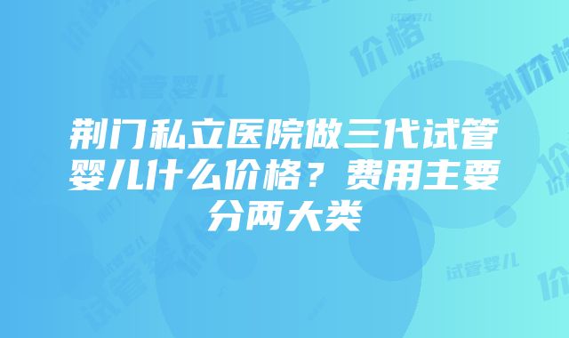 荆门私立医院做三代试管婴儿什么价格？费用主要分两大类