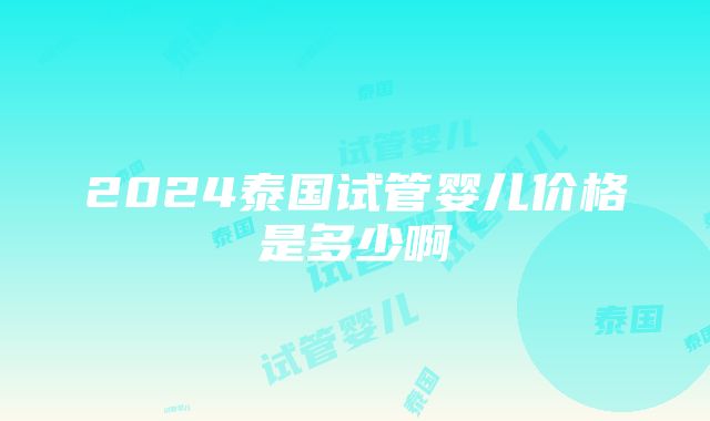 2024泰国试管婴儿价格是多少啊