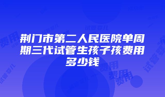 荆门市第二人民医院单周期三代试管生孩子孩费用多少钱