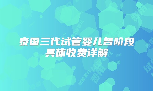 泰国三代试管婴儿各阶段具体收费详解