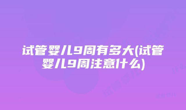 试管婴儿9周有多大(试管婴儿9周注意什么)