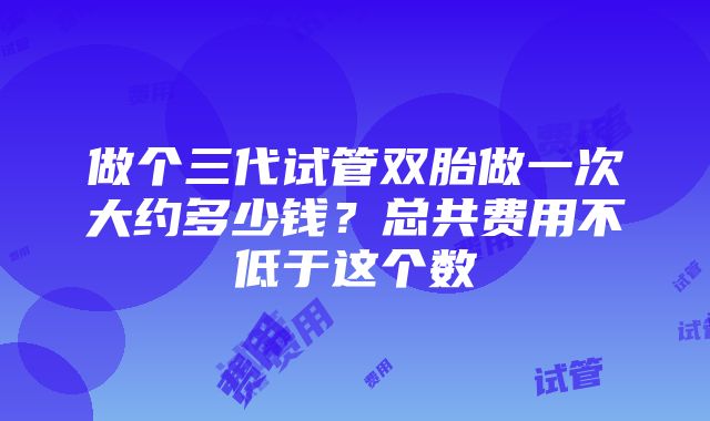 做个三代试管双胎做一次大约多少钱？总共费用不低于这个数