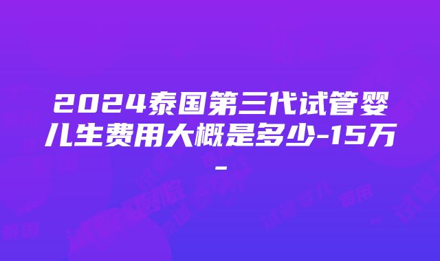 2024泰国第三代试管婴儿生费用大概是多少-15万-