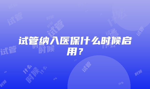 试管纳入医保什么时候启用？