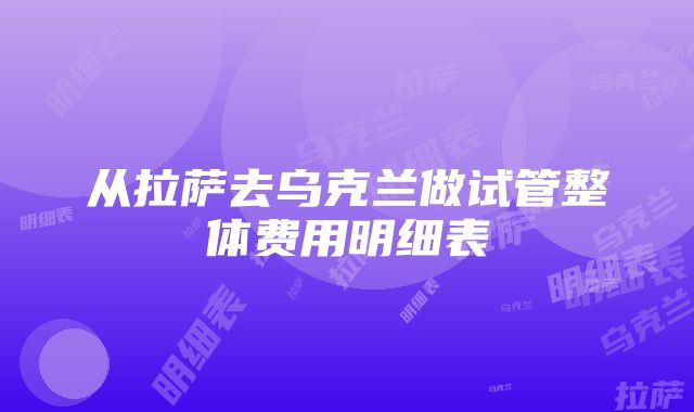 从拉萨去乌克兰做试管整体费用明细表