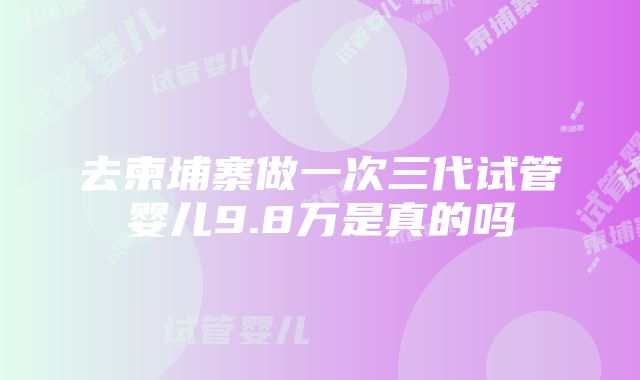 去柬埔寨做一次三代试管婴儿9.8万是真的吗