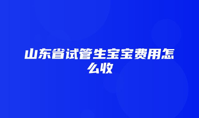 山东省试管生宝宝费用怎么收