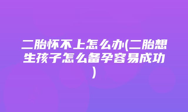 二胎怀不上怎么办(二胎想生孩子怎么备孕容易成功)