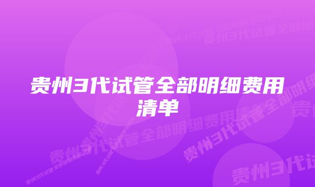 贵州3代试管全部明细费用清单