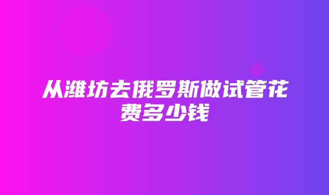 从潍坊去俄罗斯做试管花费多少钱