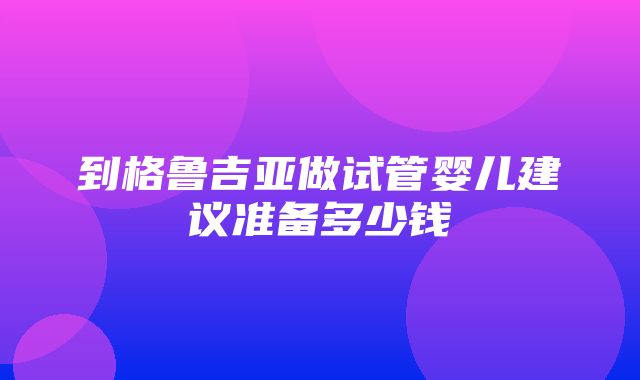 到格鲁吉亚做试管婴儿建议准备多少钱