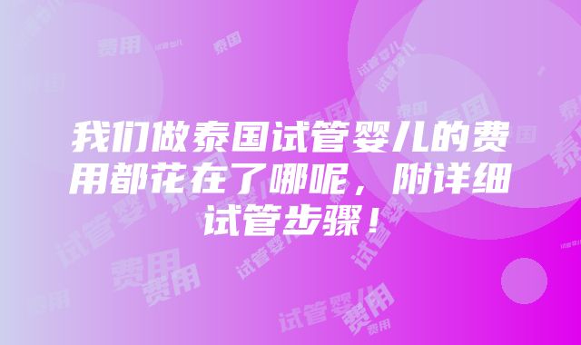 我们做泰国试管婴儿的费用都花在了哪呢，附详细试管步骤！