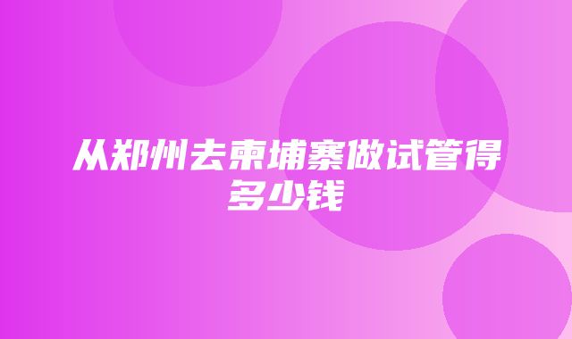 从郑州去柬埔寨做试管得多少钱