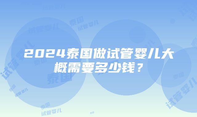 2024泰国做试管婴儿大概需要多少钱？