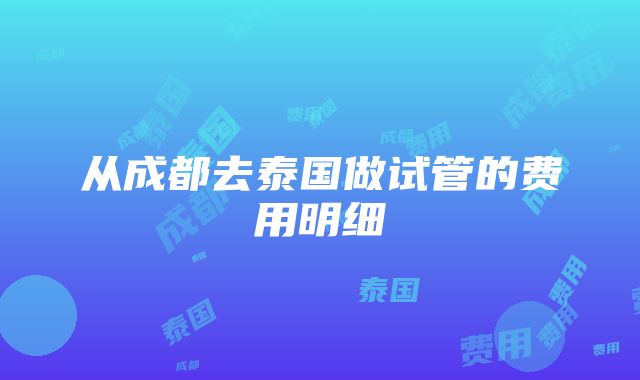 从成都去泰国做试管的费用明细