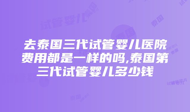 去泰国三代试管婴儿医院费用都是一样的吗,泰国第三代试管婴儿多少钱